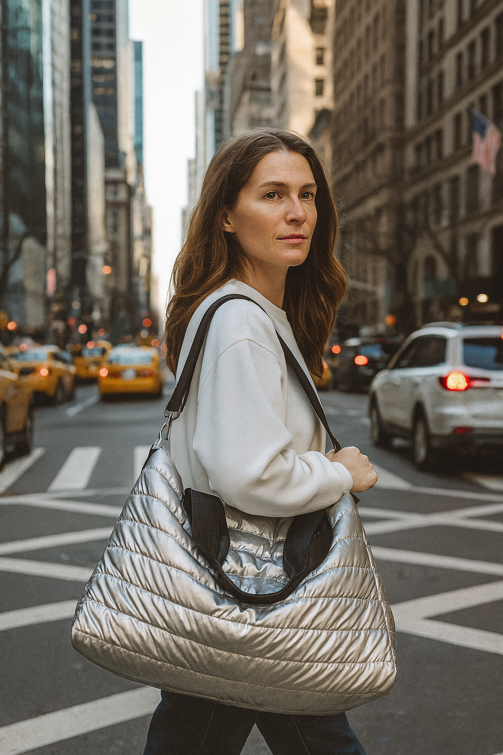 Quilted Puffer Duffel Bag – Travel, Gym & Everyday Tote
Bolso Acolchado de Viaje – Deportivo, Gimnasio y Uso Diario