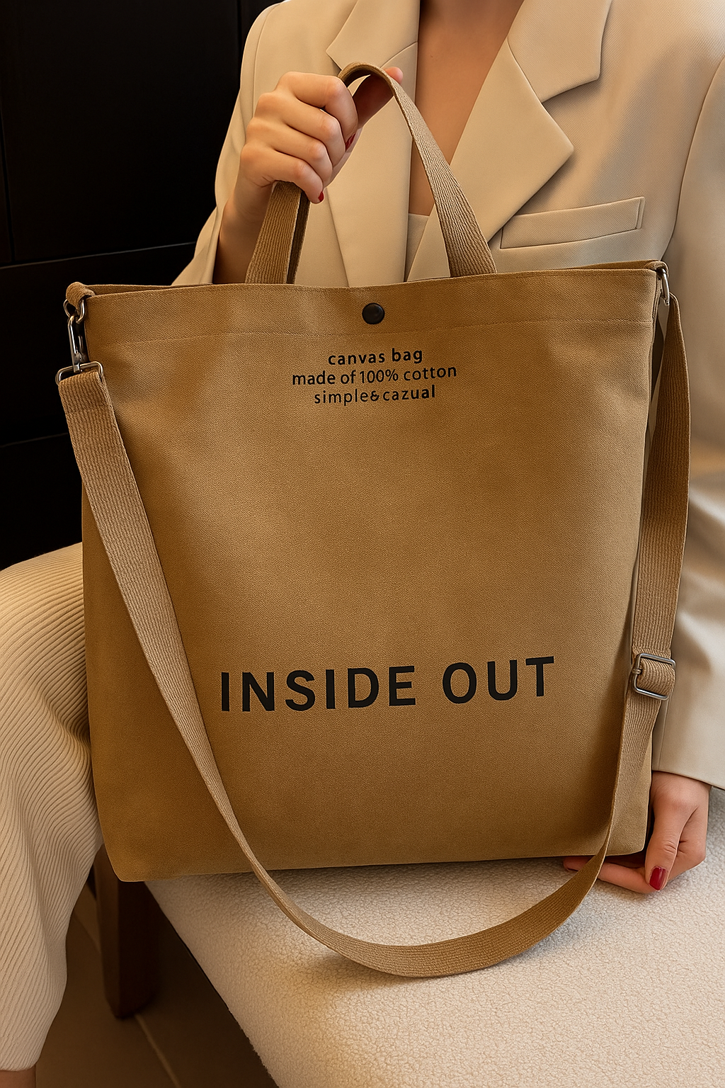 INSIDE OUT Canvas Tote Bag – Simple & Casual