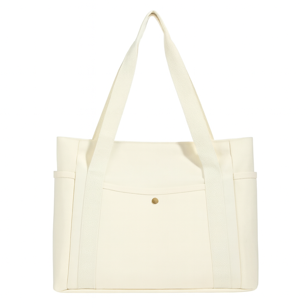 Lightweight Eco Canvas Tote Bag – Everyday Shoulder Bag (Black / Ivory)