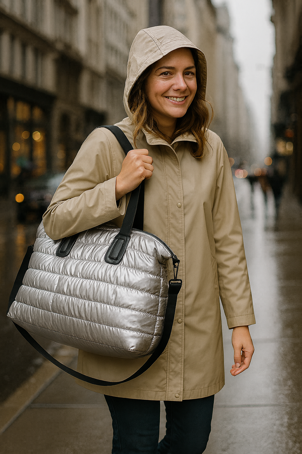 Quilted Puffer Duffel Bag – Travel, Gym & Everyday Tote
Bolso Acolchado de Viaje – Deportivo, Gimnasio y Uso Diario