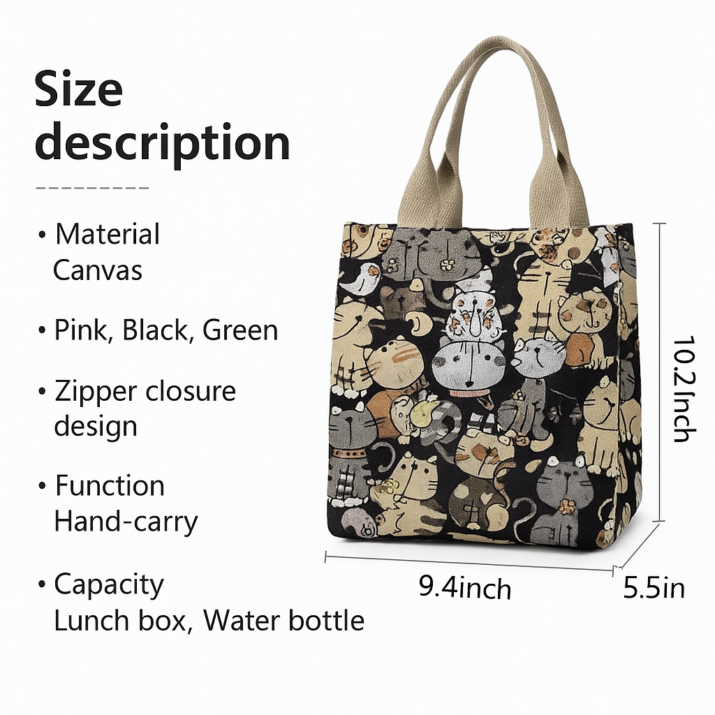 Cat Pattern Tote - Portable & Stylish