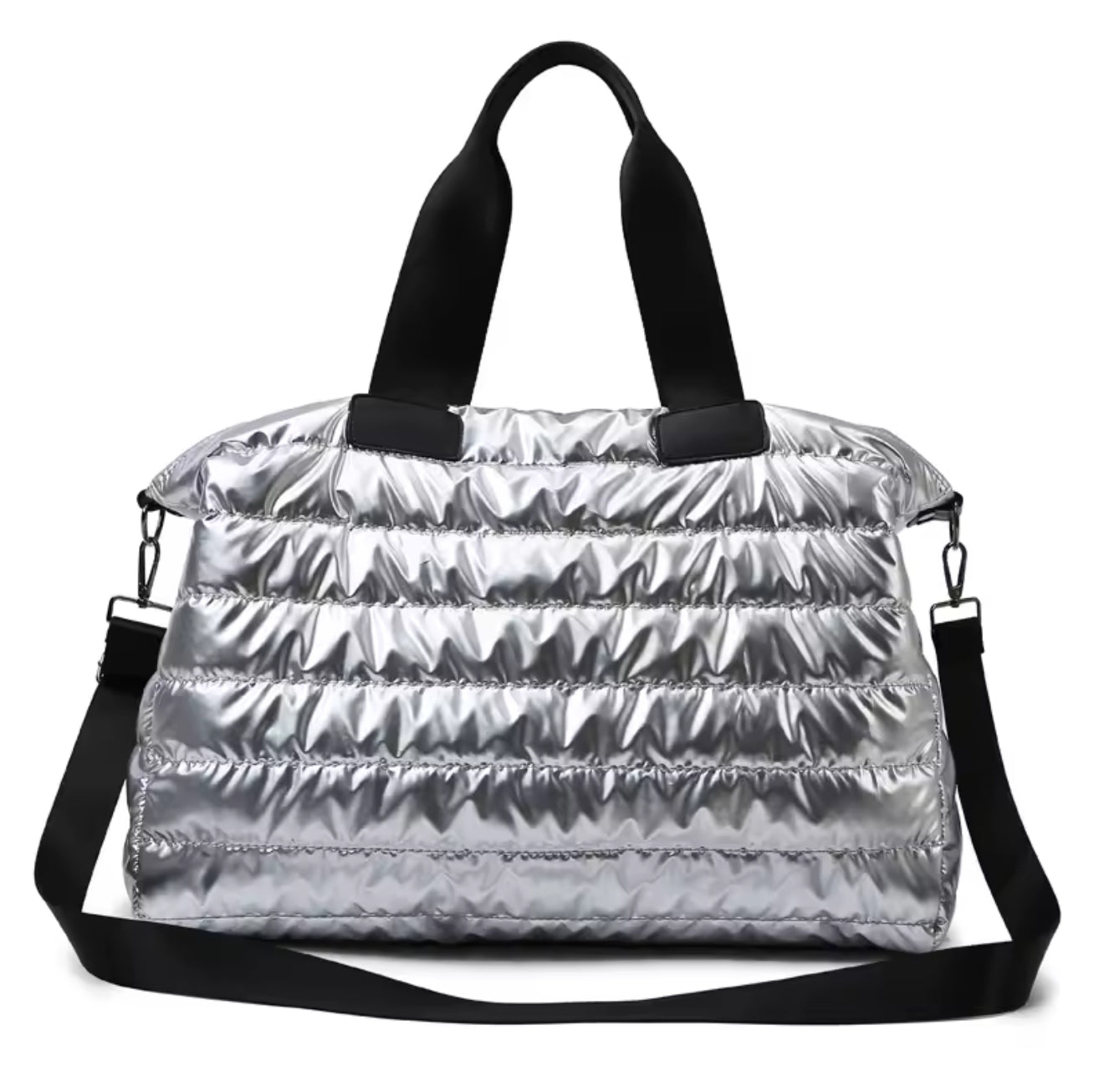 Quilted Puffer Duffel Bag – Travel, Gym & Everyday Tote
Bolso Acolchado de Viaje – Deportivo, Gimnasio y Uso Diario