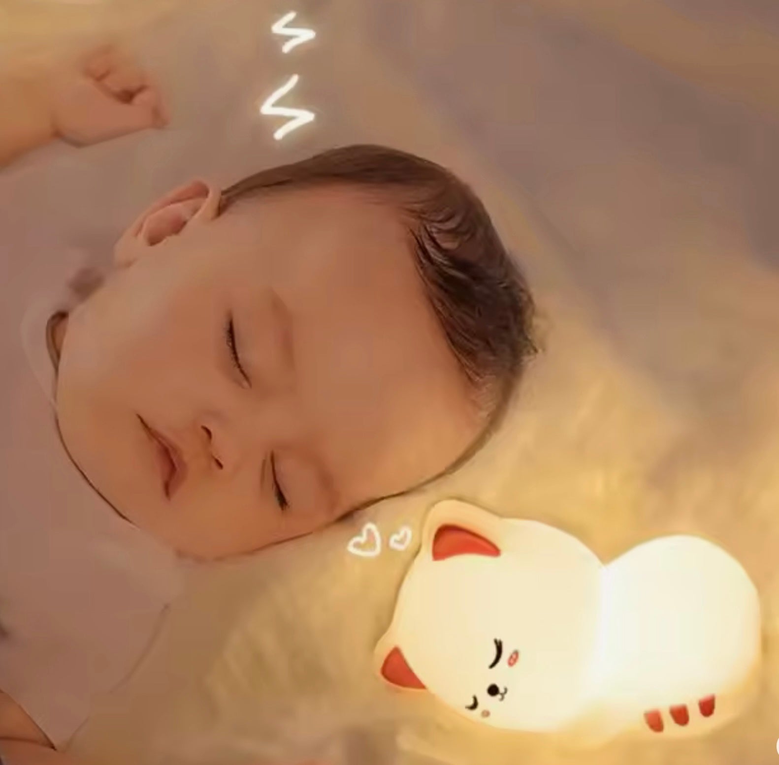 Cat Night Light – Cozy Sleeping Baby & Kids Room Lamp (Rechargeable & Remote Control)
(Luz de noche en forma de gato – Lámpara acogedora para bebé, recargable con control remoto)