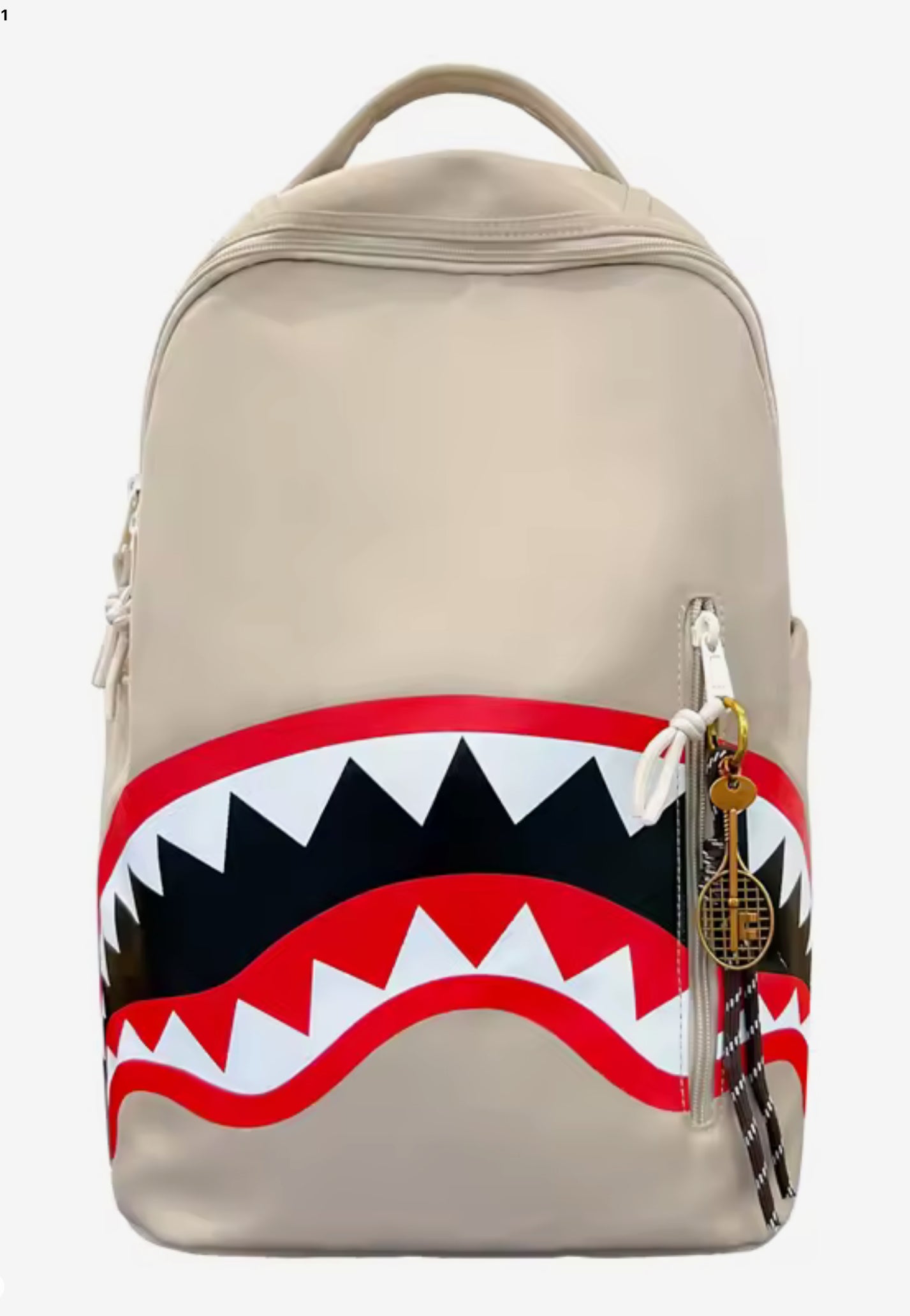 Shark Mouth Nylon Backpack – Trendy Lightweight School & Travel Bag (30×41×16cm)