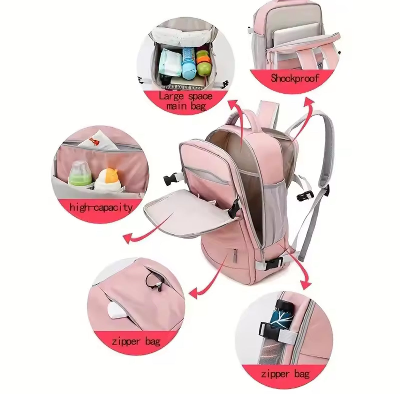 ✨ Pastel colors Multifunction Travel Backpack – Shoe Compartment, Laptop Sleeve, Large Capacity