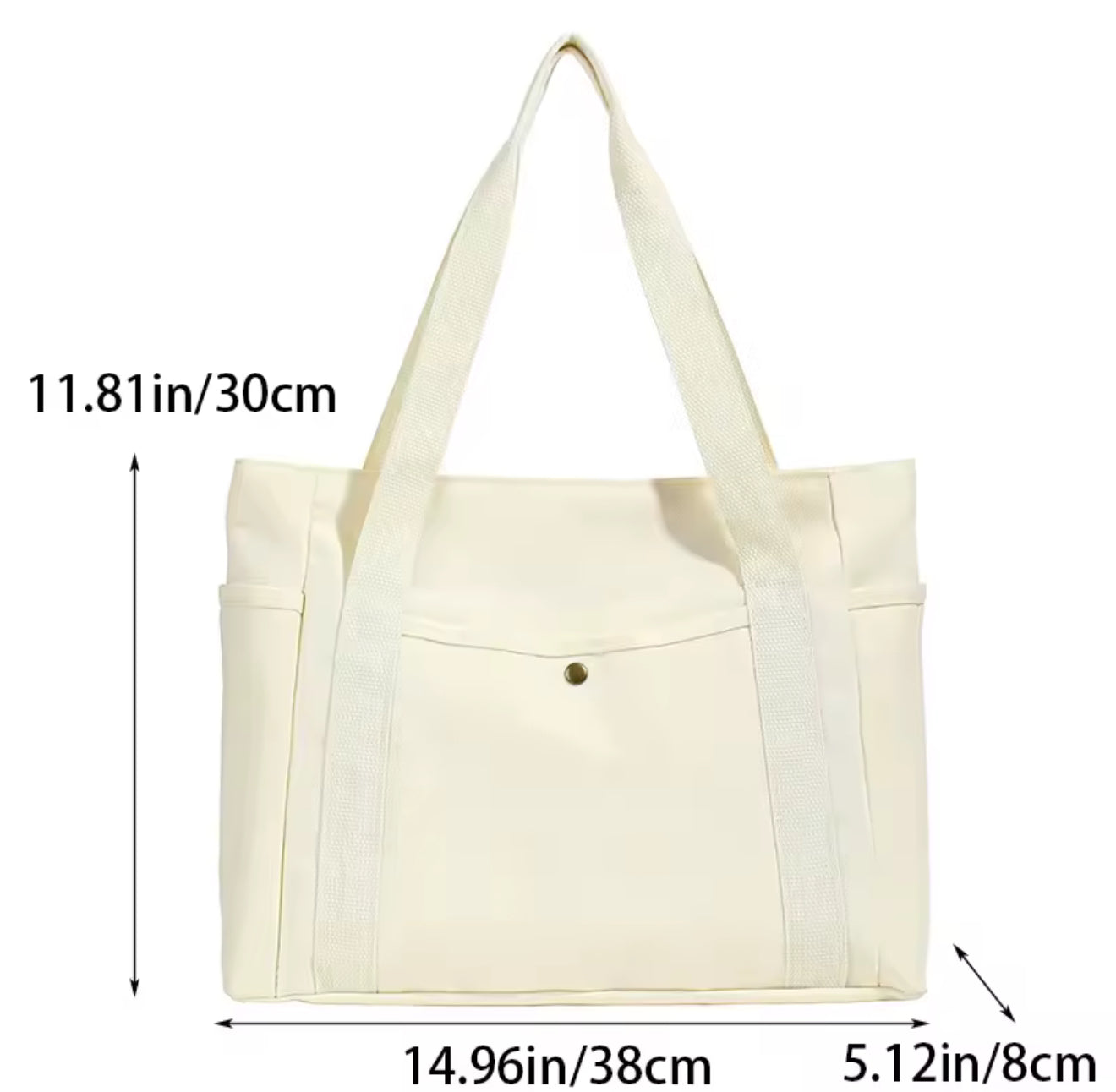 Lightweight Eco Canvas Tote Bag – Everyday Shoulder Bag (Black / Ivory)