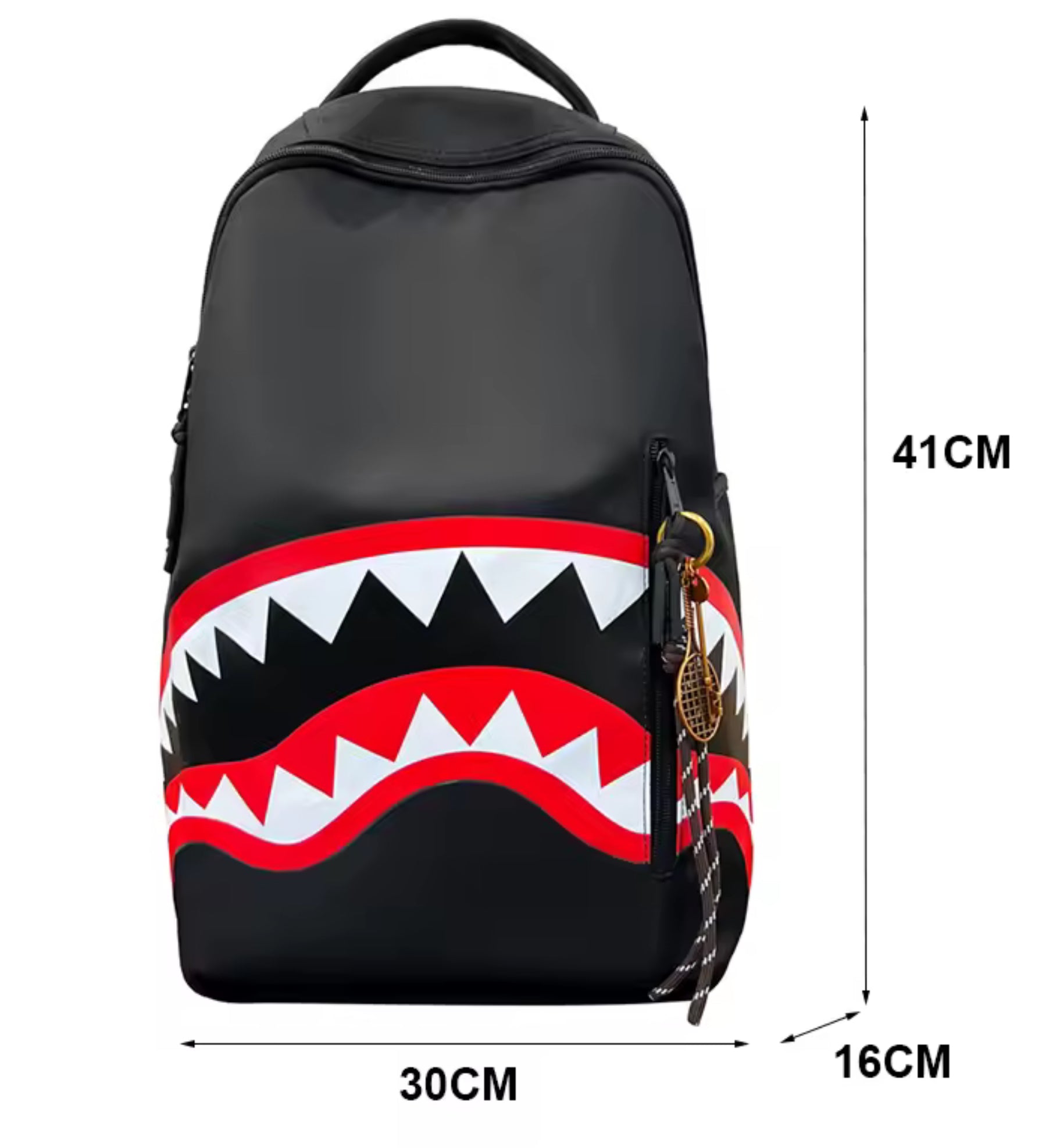 Shark Mouth Nylon Backpack – Trendy Lightweight School & Travel Bag (30×41×16cm)