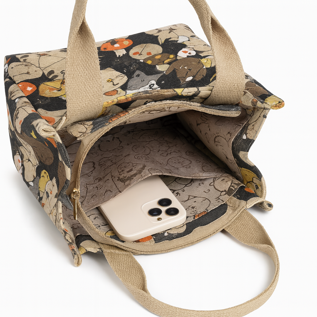 Cat Pattern Tote - Portable & Stylish