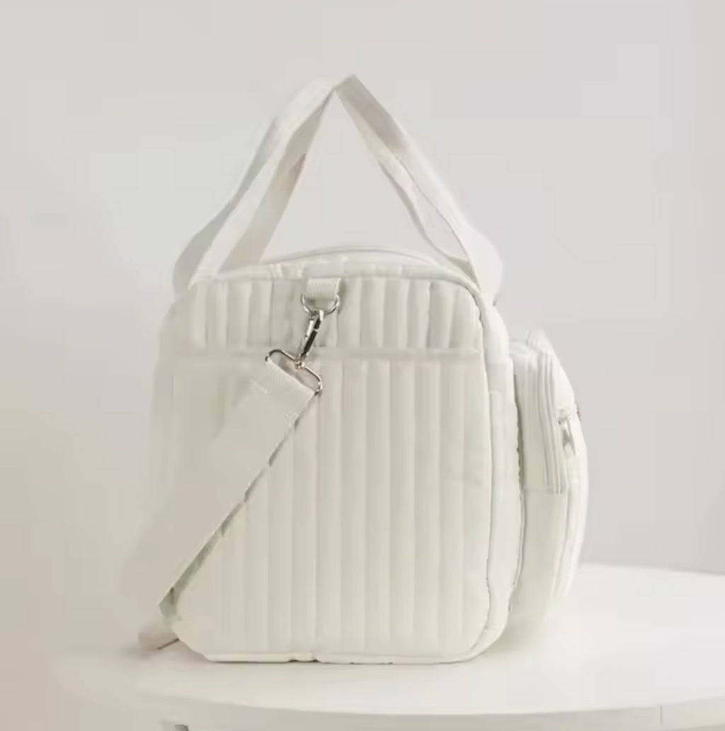 Miraseren Little Lucky Bears Mommy Bag – Lightweight Quilted Diaper Bag with Embroidery