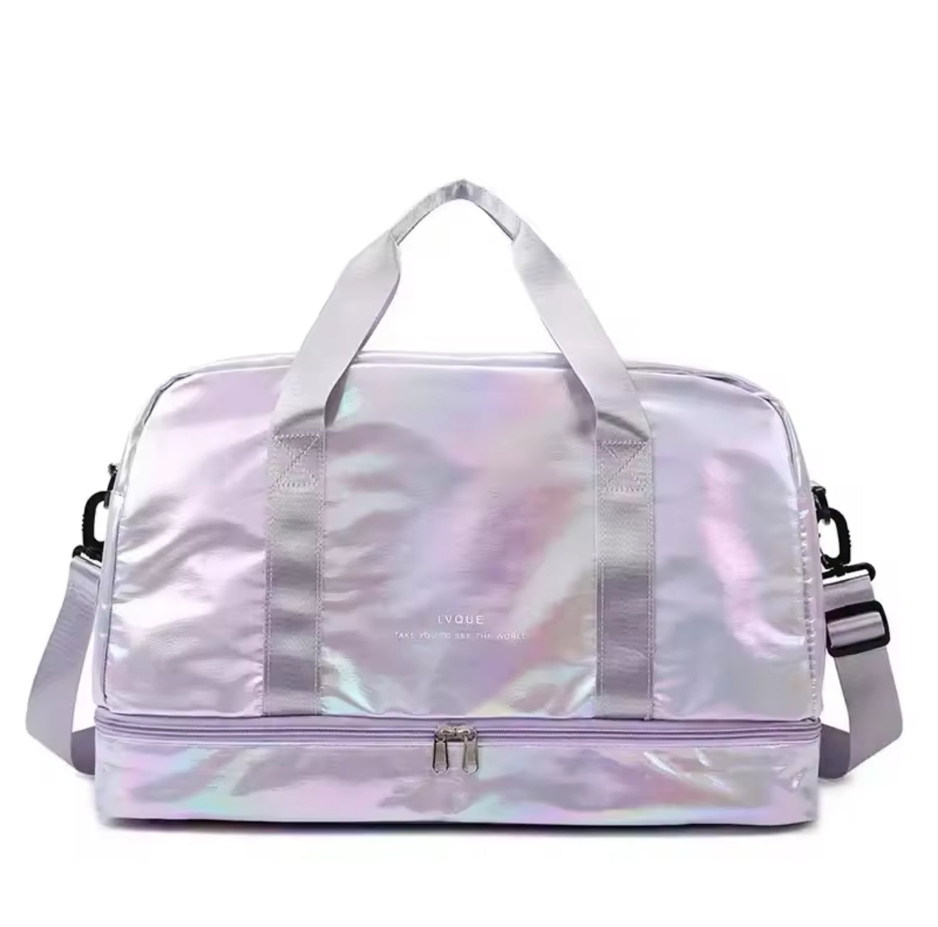 Holographic Travel Gym Duffel Bag – Large Capacity Shoulder & Crossbody Tote
Bolso de Viaje y Gimnasio Holográfico – Gran Capacidad de Hombro y Cruzado