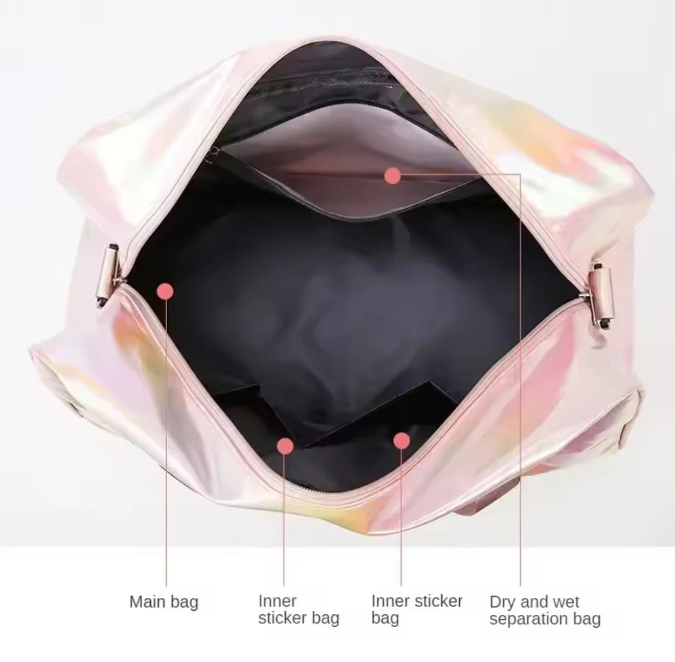 Holographic Travel Gym Duffel Bag – Large Capacity Shoulder & Crossbody Tote
Bolso de Viaje y Gimnasio Holográfico – Gran Capacidad de Hombro y Cruzado