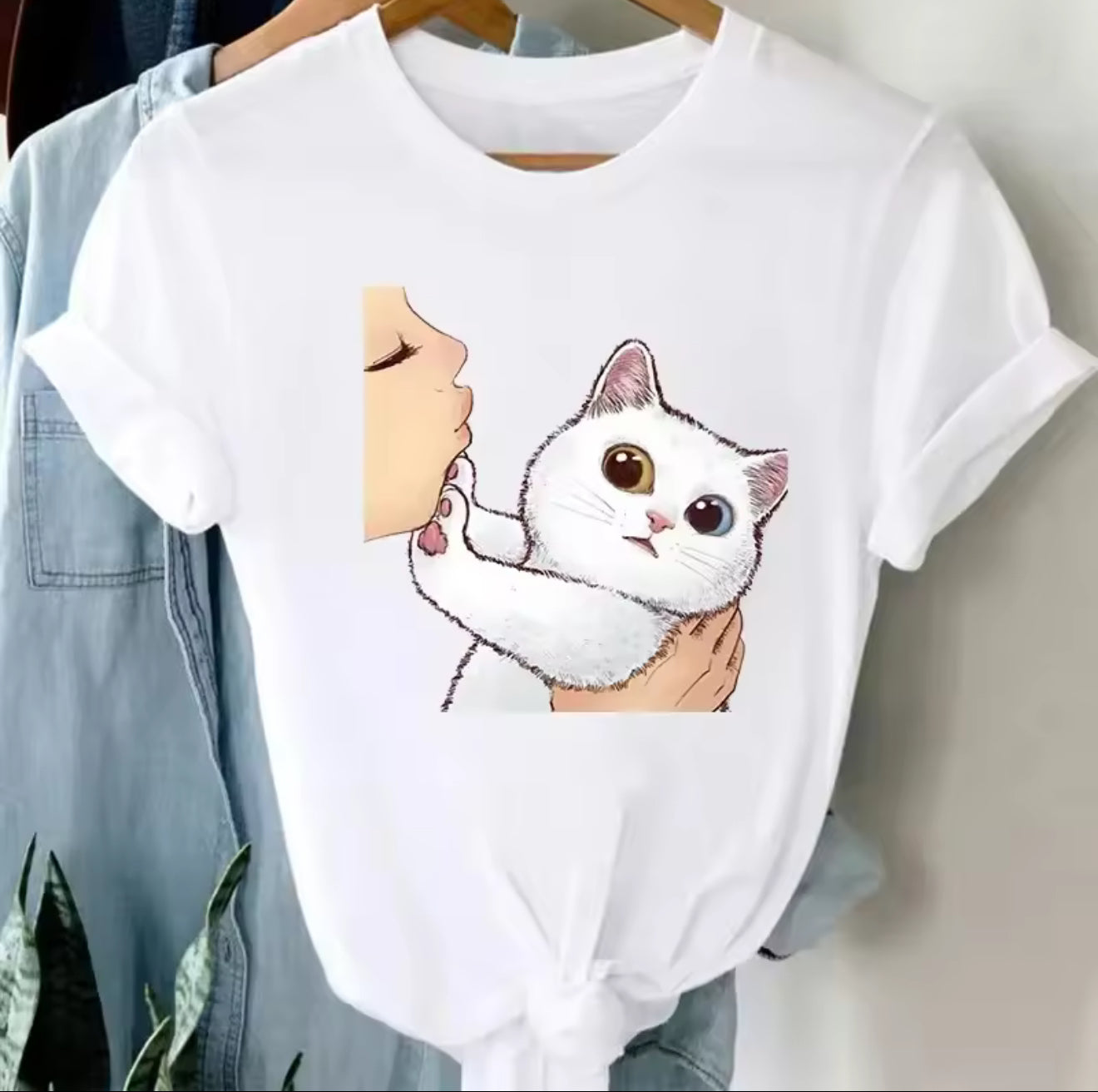 Don’t Kiss Me Cat Tee ( White – Limited Edition Art Print