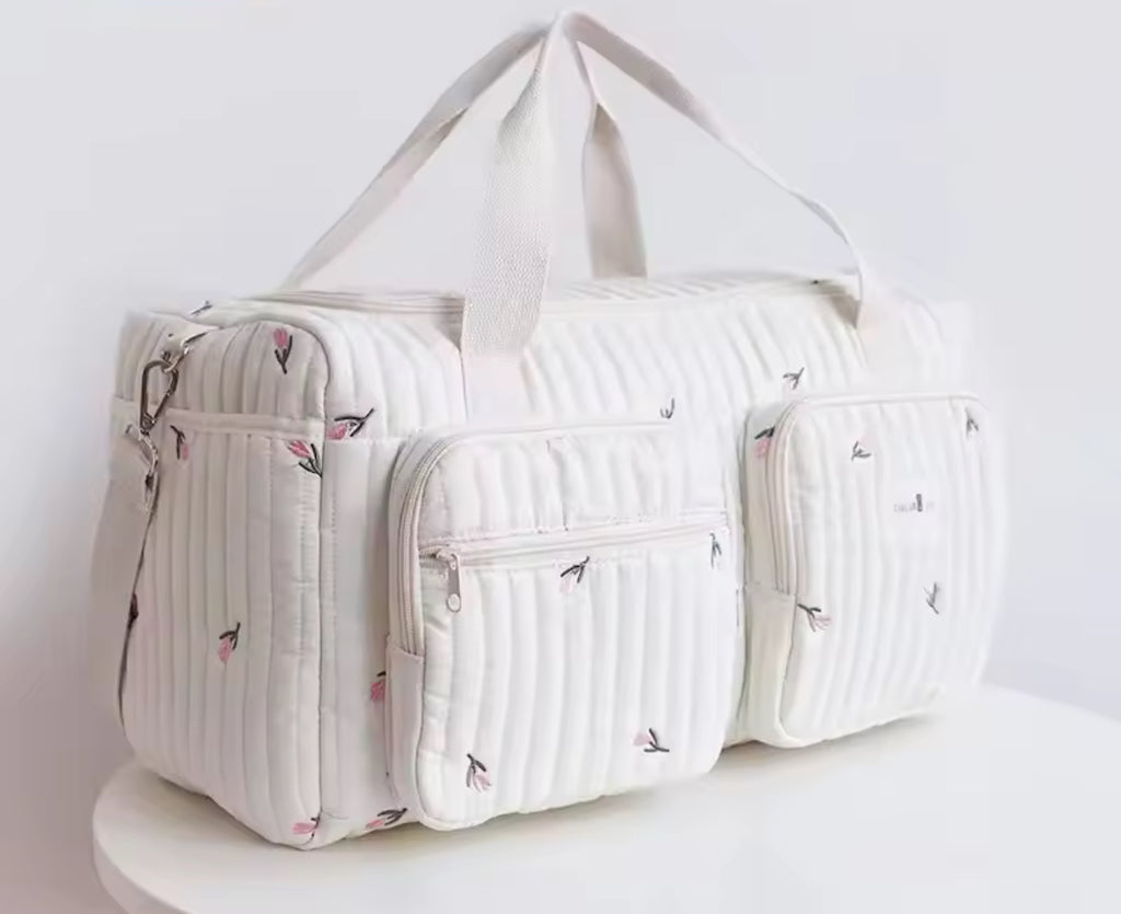 Miraseren Lucky Bloom Embroidery Mommy Bag – Lightweight, Spacious & Stylish Diaper Tote