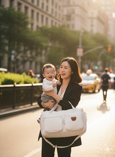 Miraseren One Lucky Bear Mommy Bag – Lightweight Diaper Bag for Moms with Cute Bear Design
