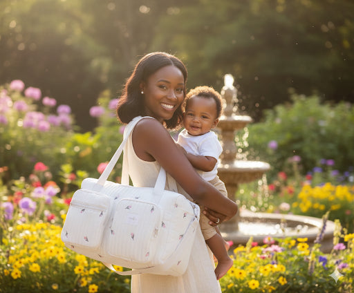 Miraseren Lucky Bloom Embroidery Mommy Bag – Lightweight, Spacious & Stylish Diaper Tote